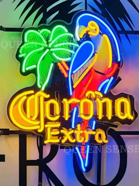 Corona Extra Parrot Palm Tree Beer Lamp Neon Light Sign 20" HD Vivid Printing