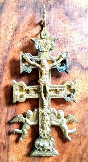 Énorme Croix De Deuil Victorienne 1830 – Argent Sterling + Chaîne 22 Pouces