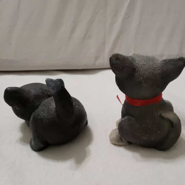 Vicki Lane Cat Figurines One Black and One Gray 5” and 3 5".Sitting and Pouncing 3