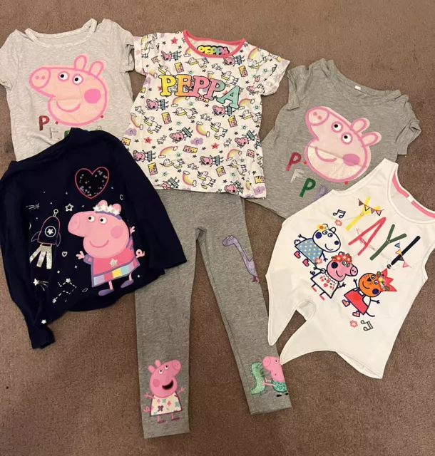 Girls Peppa Pig Bundle Outfits Tops Leggings Size 3-4 Years F&F