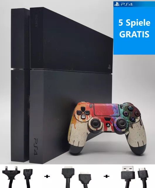 Sony Playstation 4 500GB + Controller + Spiele + Kabel Ps4 Schwarz