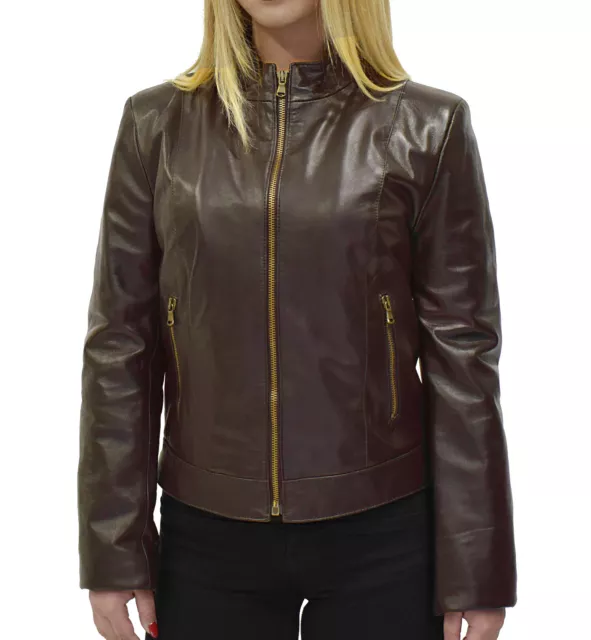 Giacca Coprispalle Donna Vera Pelle Marrone Bolero Giubbino Corto VIETRI LEATHER