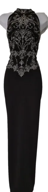 Vestido formal para mujer Joseph Ribkoff Couture negro embellecido con rendija lateral 12.