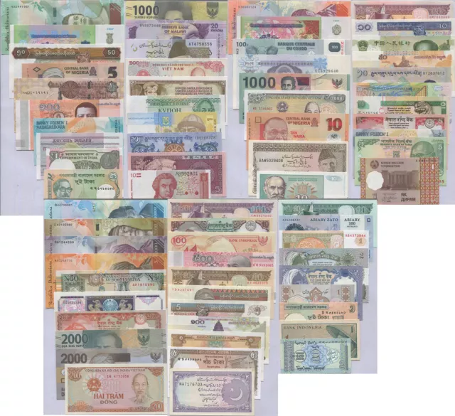 Lot De Billets Du Monde 70 Pièces De Billets Différents Tous Unc