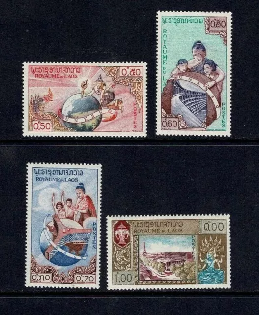 Royaume Du Laos 1958 Unesco Headquarters Paris Set Of 4 Mint Never Hinged Mnh