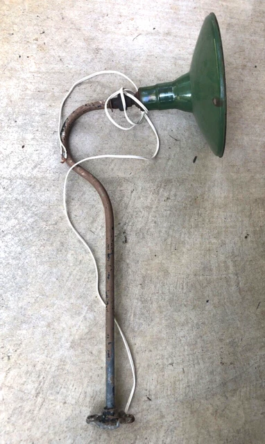 Vintage Barn Green Porcelain Industrial Gas Station 14” Arched Light