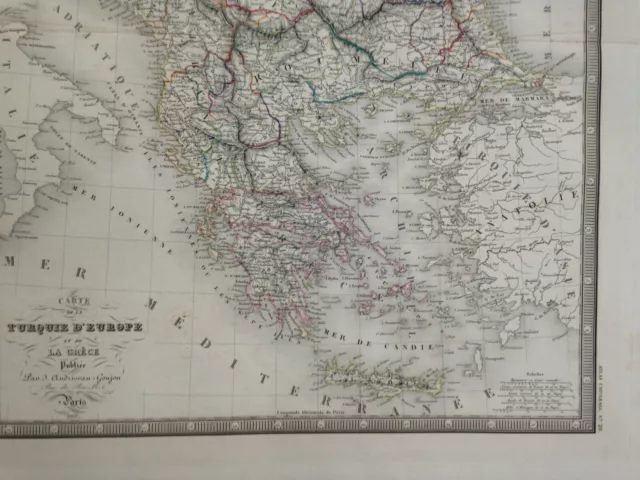 Greece Balkans 1837 Andriveau-Goujon Large Antique Map 19Th Century 2
