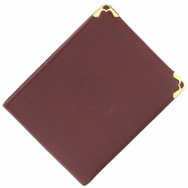 Cartier Bi-Fold Wallet Mast Bordeaux Leather N3f09