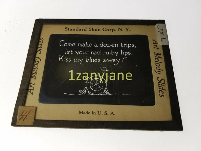 Glass Magic Lantern Slide SONG HIT SLIDE JXL NY COME MAKE A DOZEN TRIPS LET YOUR