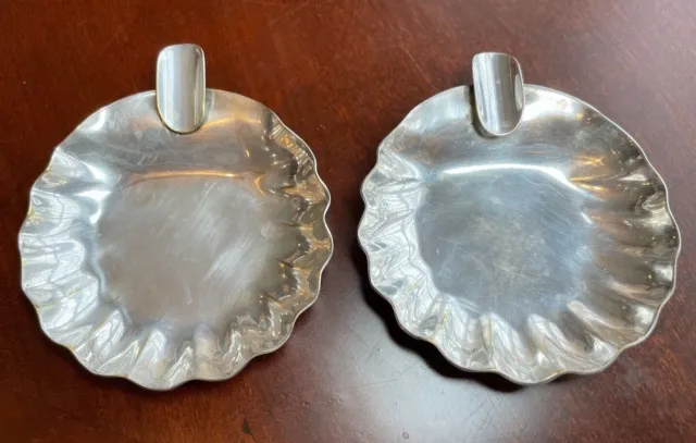 Set of 2 Industry Argentina Silver Plated Small Ashtrays