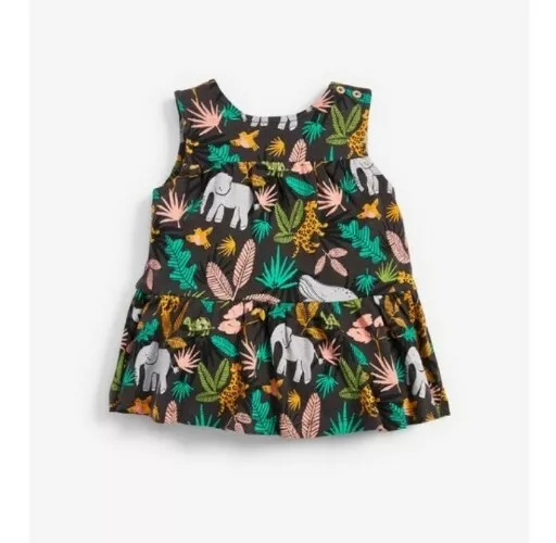 Bnwt Next Baby Girl 9-12 Month tiered peplum vest Top Animal Print cotton summer