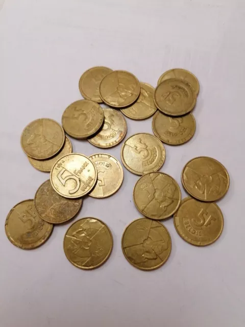 Belgique -belgië- Lot 20  pièces de monnaie 5 franc