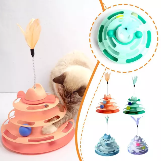 Pet Cat Crazy Ball Disk Interactive Toys Amusement Plate Funny Trilaminar Q2U5