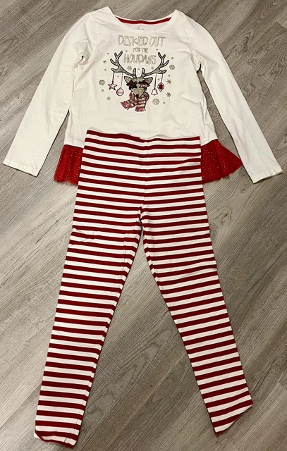 Great Condition Jingles & Joy Christmas Girls Tight Fit Pajamas Reindeer Siz 7-8