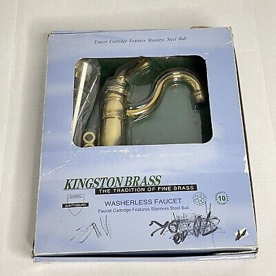 Kingston Brass KB1402BL Victorian Mono Block Bathroom Faucet, Polished Brass NEW