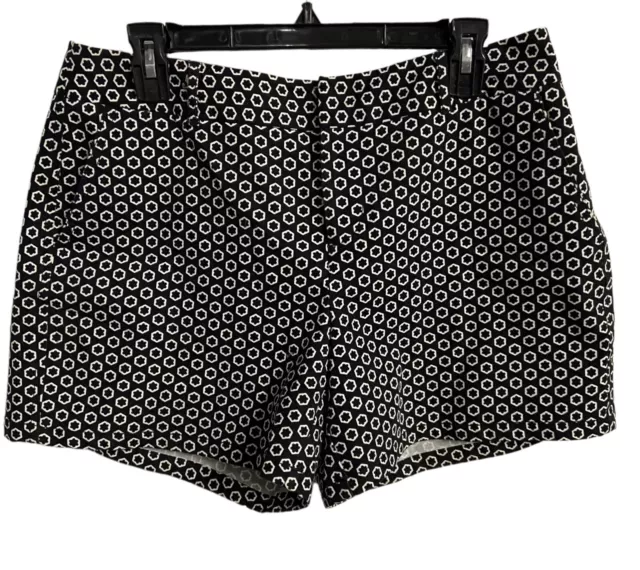 Elle Women's Black White Floral Geometric Print Dressy Casual Shorts Sz 6 Toulon