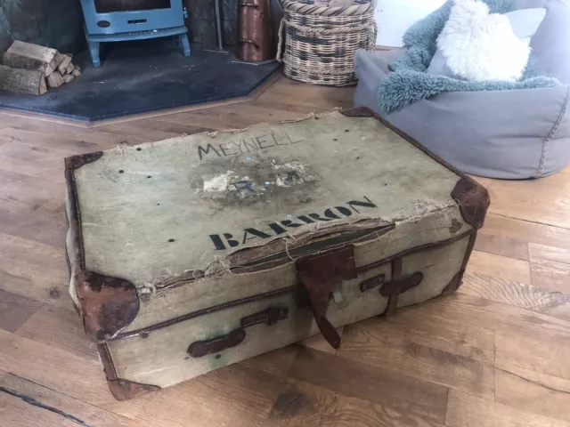 WW2 Royal Marines Luggage Suitcase / Trunk Very Large Coffee Table / Ottoman
