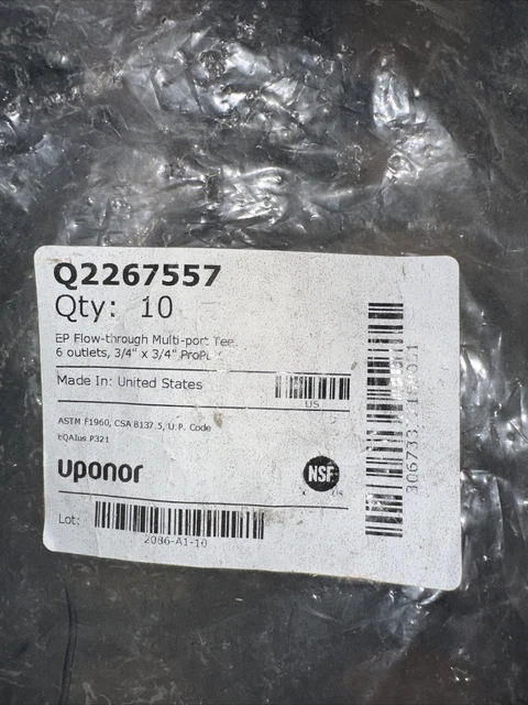 Uponor 3/4” x 3/4” Flow thru  (6) port manifold