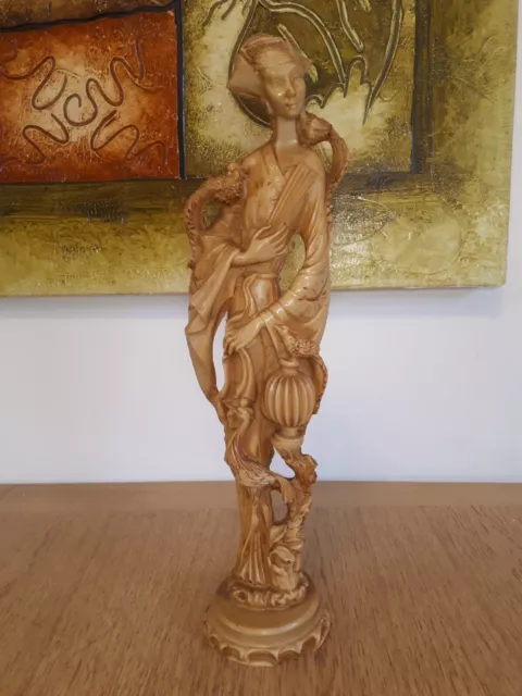 Vintage Resin Oriental Chinese Woman Figurine Sculpture