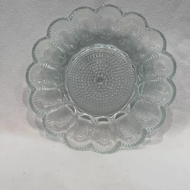 VTG  Indiana Clear Glass Hobnail Pressed Glass 11" Deviled Egg Relish Dish Plate