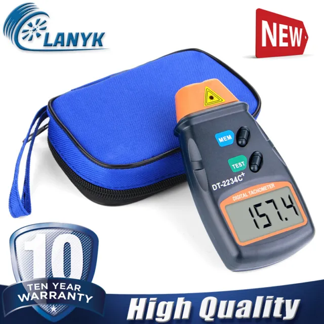 DT2234C Handheld Digital Laser Rev Counter Meter Non-contact Optical Tachometer