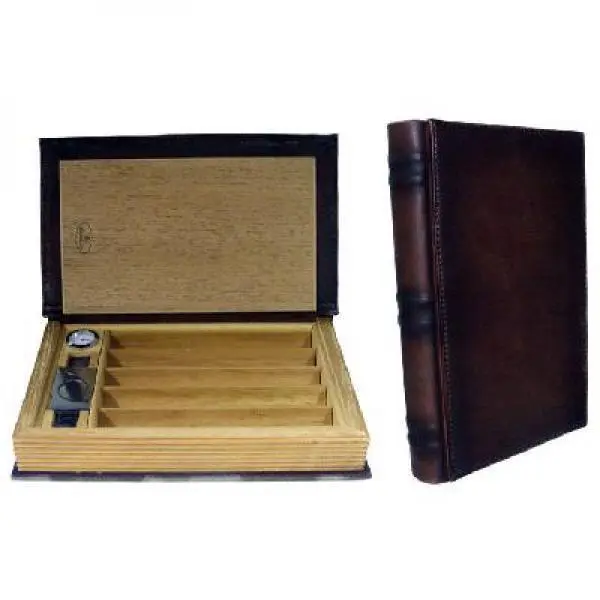 Book Cigar (5 Position) Travel Humidor + Accessories Boxed Smokers Present Gift