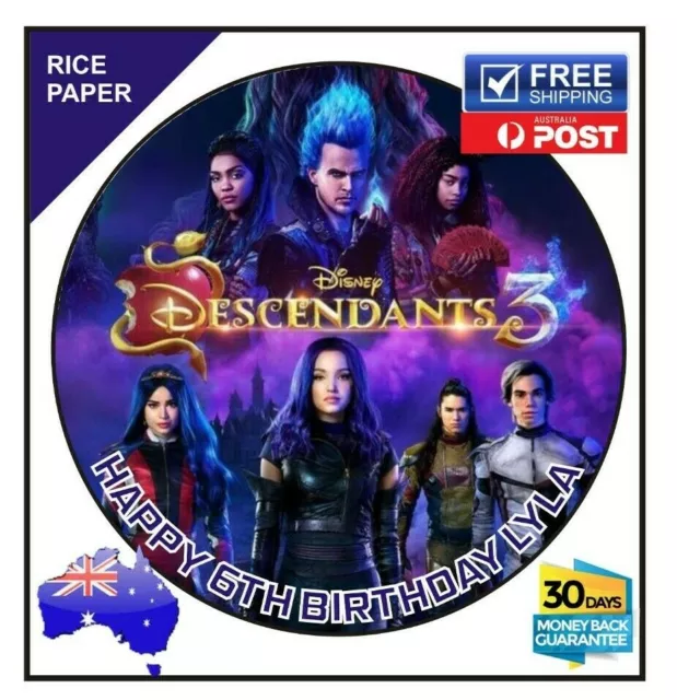 THE DESCENDANTS Rice Paper Edible Image Birthday Party Cake Topper 19cm Round