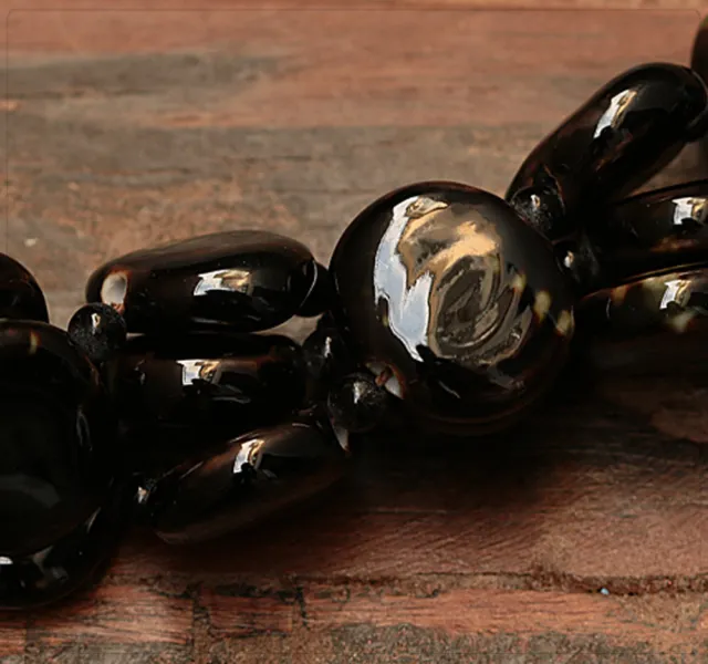 4x Porzellan Keramik Perlen Beads Schmuck DIY Basteln 27x21mm Schwarz tb221