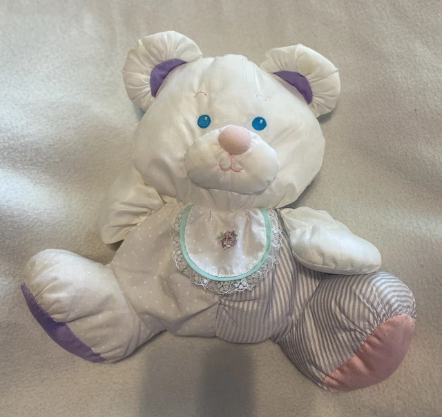 Vintage Fisher Price Puffalump Bear Toy Nylon Plush with Rattle No Tag