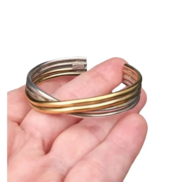 Bracelet Moderniste Biche De Bere - Étain Doré Et Émaillé, Longueur 19-20cm - Occasion