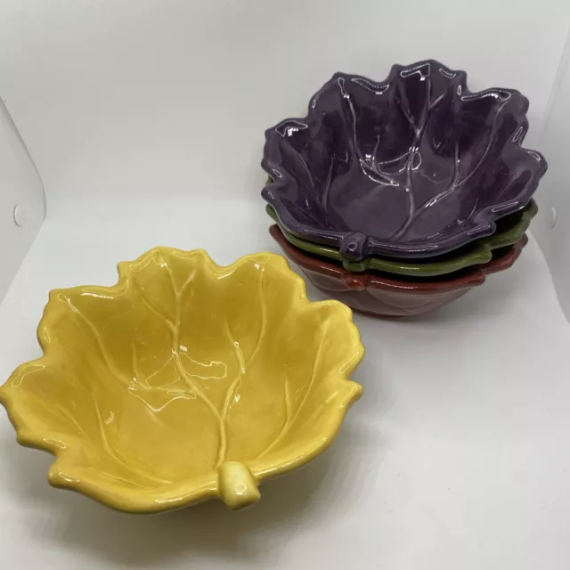 Tabletops Lifestyles Fruit Medley Leaf Serving Cereal Bowls Set Of 4