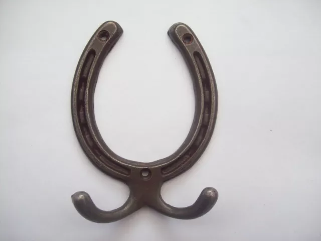 LARGE Old Victorian Vintage Style Cast Iron Horse Shoe Tack Room Coat Hook Peg