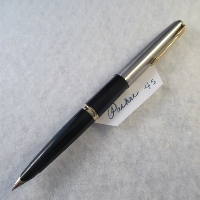 Vintage Parker "45" Fountain Pen, black with chrome plated cap, C 1960-1980