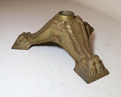 rare.antique ornate 1900 thick gold gilded cast iron claw footed flag base stand