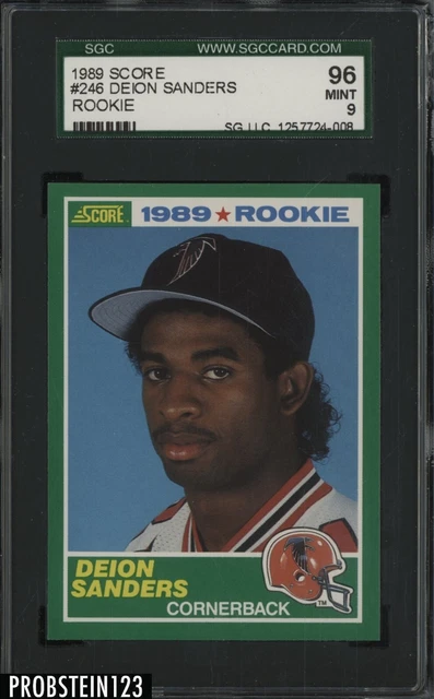 1989 Score Football #246 Deion Sanders Falcons RC Rookie HOF SGC 9 MINT