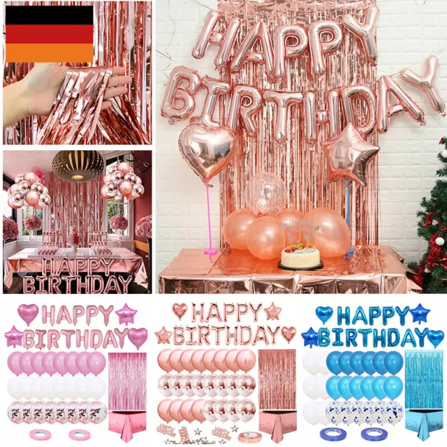 46x Geburtstag Deko Set Happy Birthday Party Folien Luftballons Konfetti Ballons