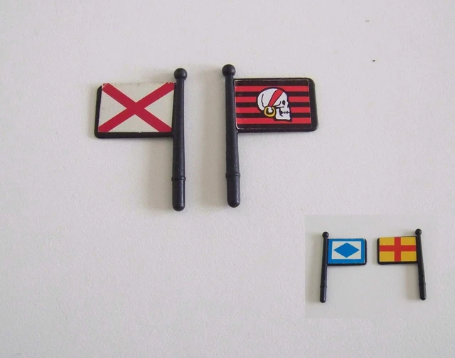 Lot De 2 Drapeaux Pirates Playmobil – Pour Compléter Tes Décors De Pirates Et D’aventures