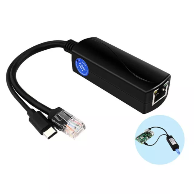 USB Type-C Power Plug Active PoE Splitter Ethernet Gigabit For Raspberry Pi 4 4B