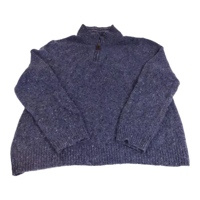 Jos A Bank Blue Merino Wool Alpaca Pullover Sweater 1/4 Zip Mens Size XL
