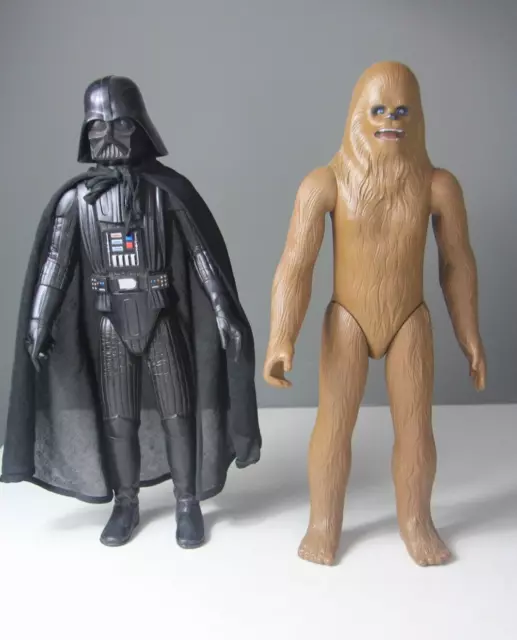 Vintage 1978 Star Wars Darth Vader w/ Cape & Chewbacca Large Figures 15"