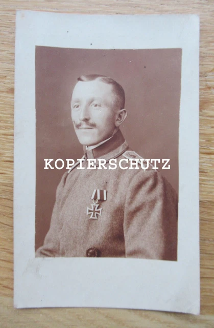 Altes Portrait Foto Soldat mit Eisernen Kreuz 2. Klasse /  1. WK