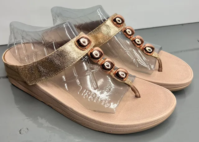 FitFlop Womens Told Sandals Size 11 Pale Pink Leather Thong Comfort Orthopedic