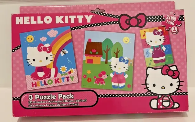 Hello Kitty by Sanrio Pack of 3 Different Puzzles Kittens Childrens Activity New