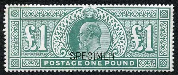 KEVII SG266 KEVII One Pound Green DLR opt Specimen (repaired top left corner) V