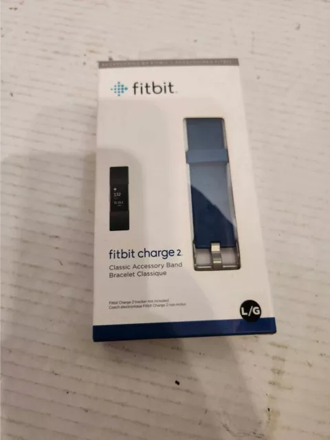 Genuine Fitbit Charge 2 Classic Accessory Band Blue Large L/G New/Sealed