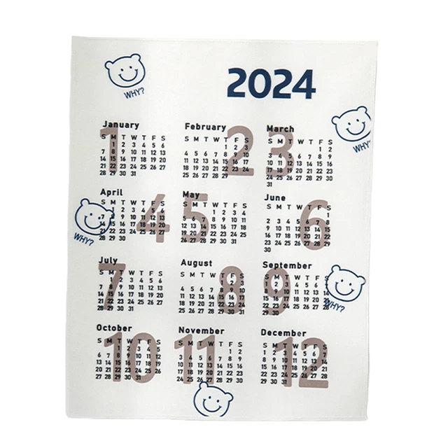 Easy install calendar new year 2024 cartoon pattern tapestry colorful
