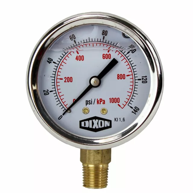 Water and Air Pressure Gauge New 1/4" Brass BSPT Thread 0 - 140psi/1000kpa