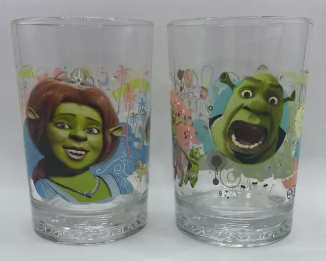 LOT of 2 - McDonalds "2007" SHREK The THIRD - Collectible DREAMWORKS Glasses