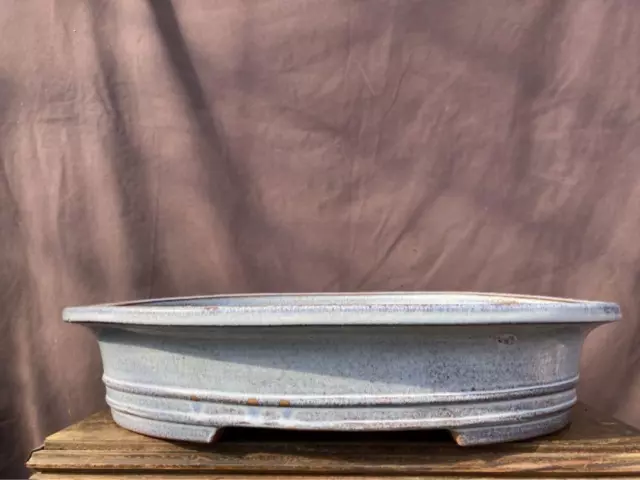 Chinese Bonsai Pot Signed Glazed Oval Width 50.5 cm / 19.88 in.