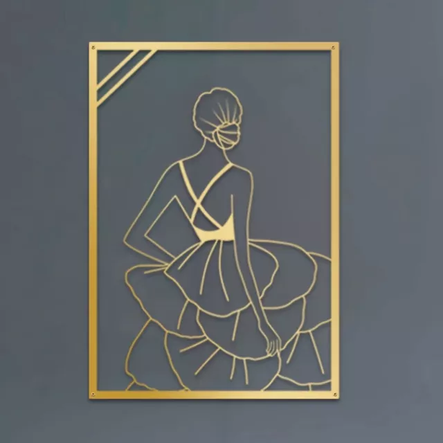 Metal Modern Lady Wall Decor Abstract Line Painting Female Dancer Line Wall Art